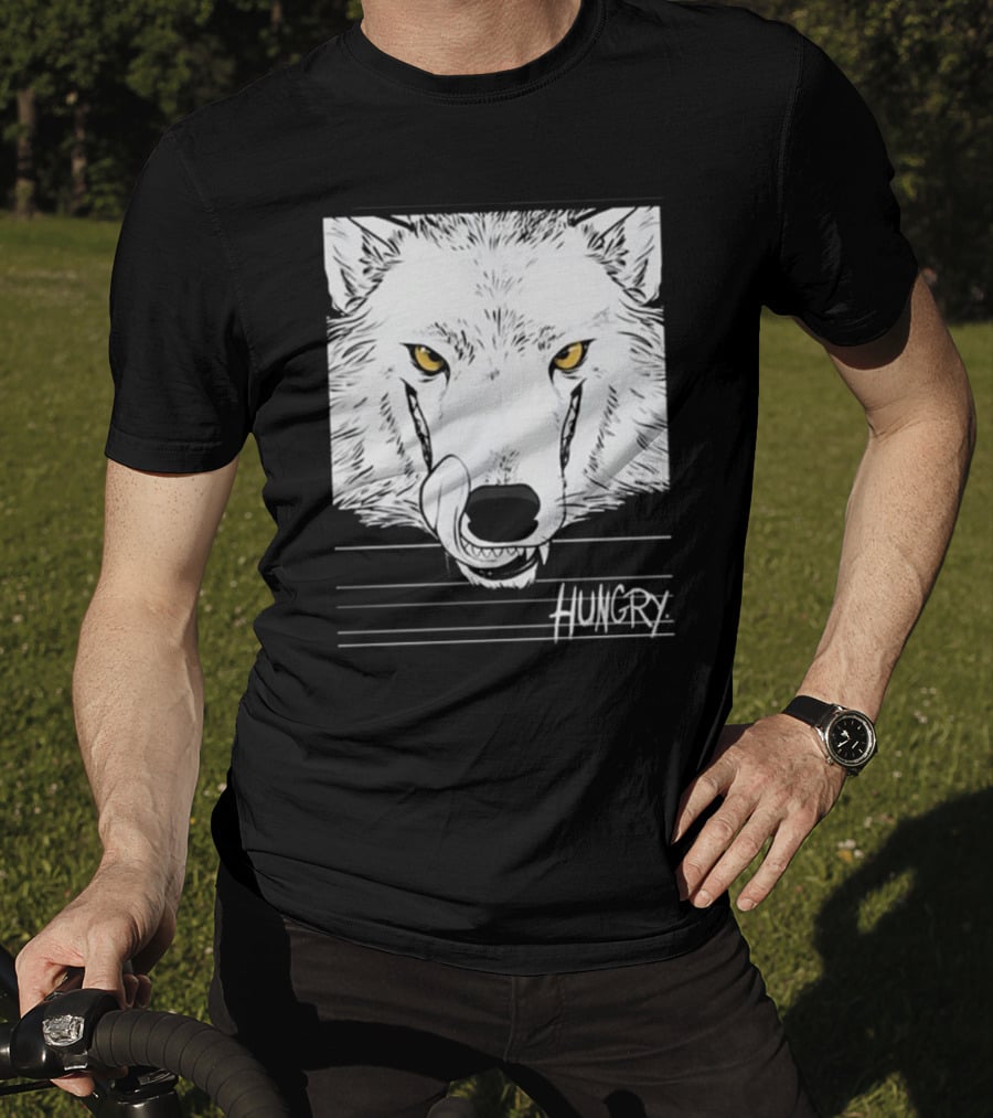 Hungry Wolf Illustration With Intense Expression T-Shirt