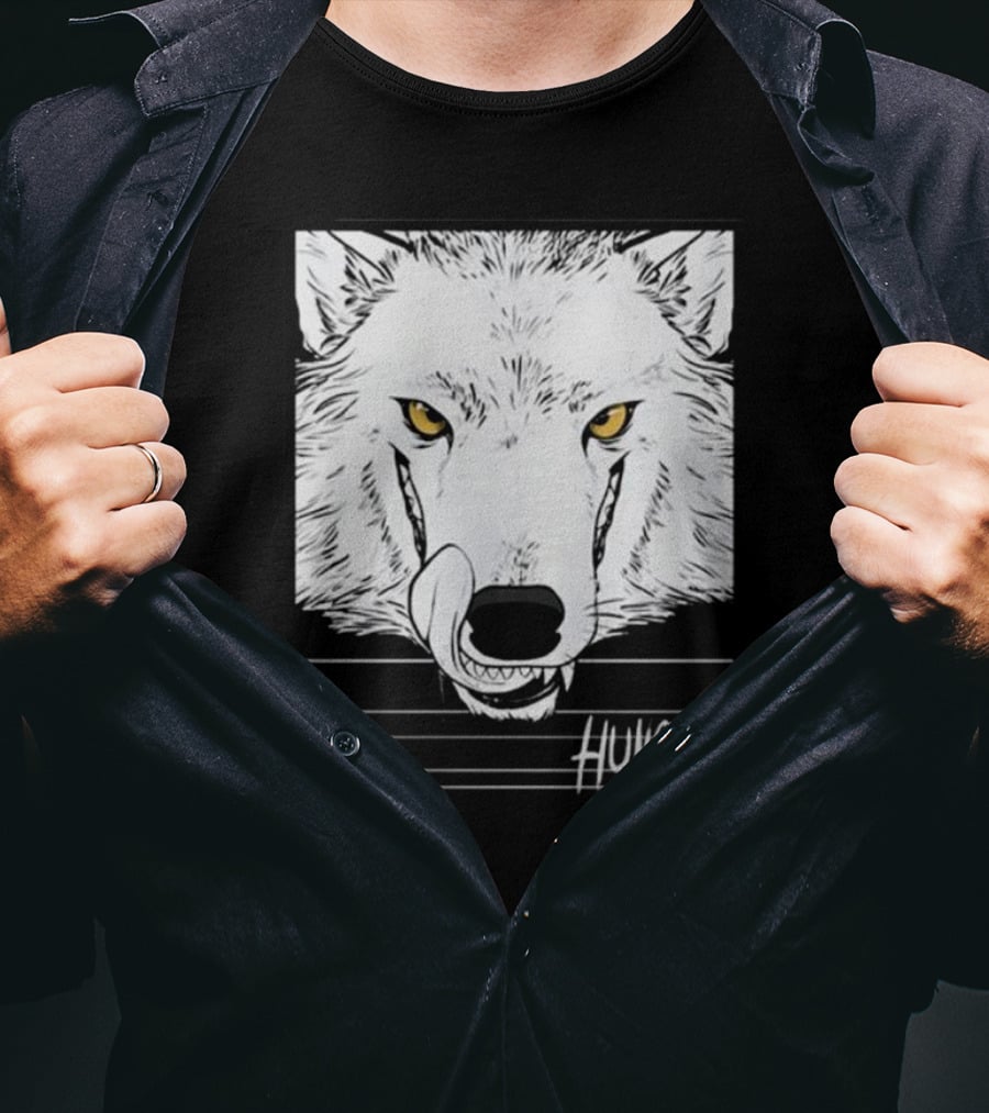 Hungry Wolf Illustration With Intense Expression T-Shirt