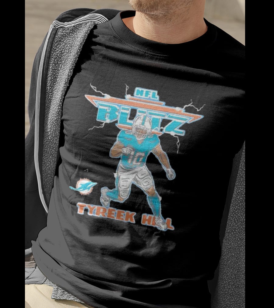Tyreek Hill NFL Blitz Miami Dolphins Electric Football T-Shirt