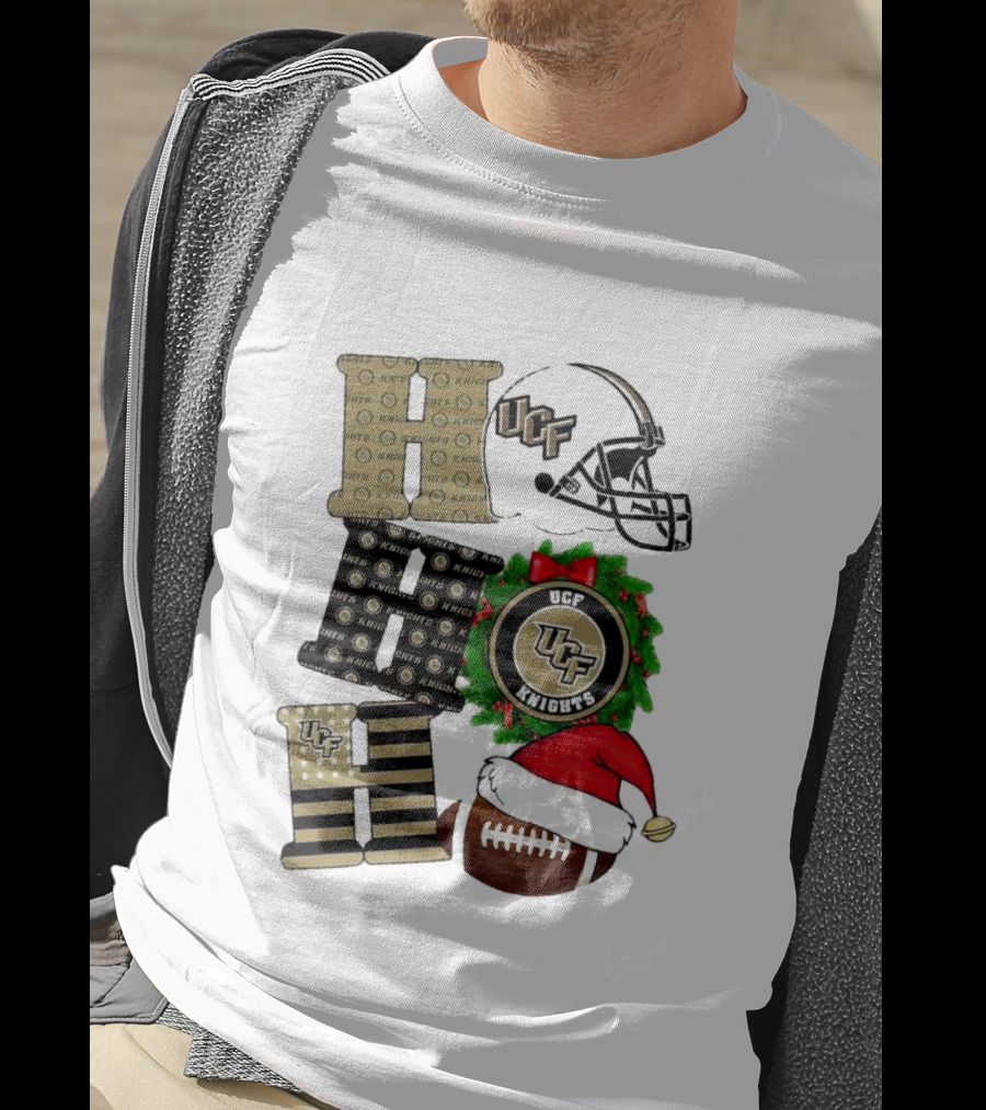 UCF Knights Christmas Helmet Wreath Football Holiday Cheer T-Shirt