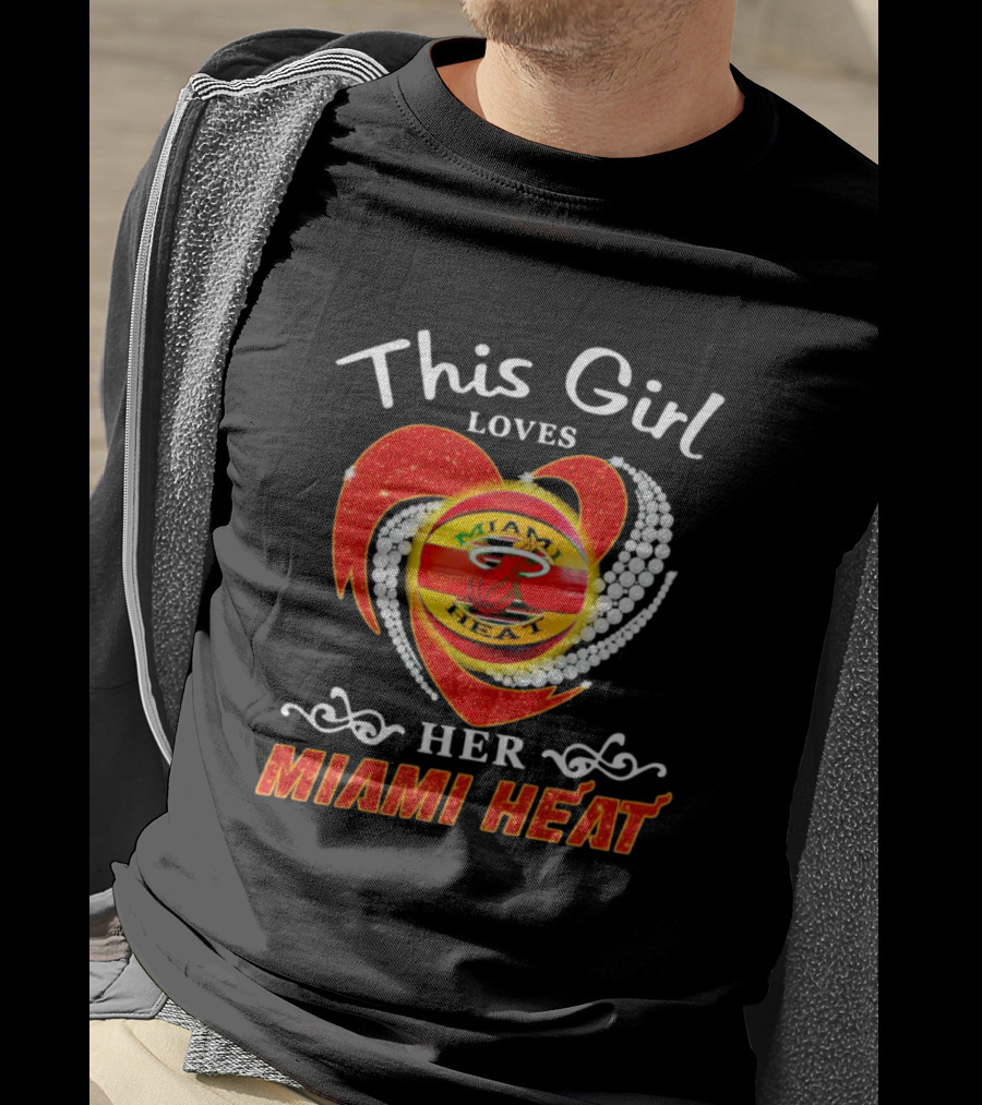 This Girl Loves Her Miami Heat Sparkling Heart T-Shirt
