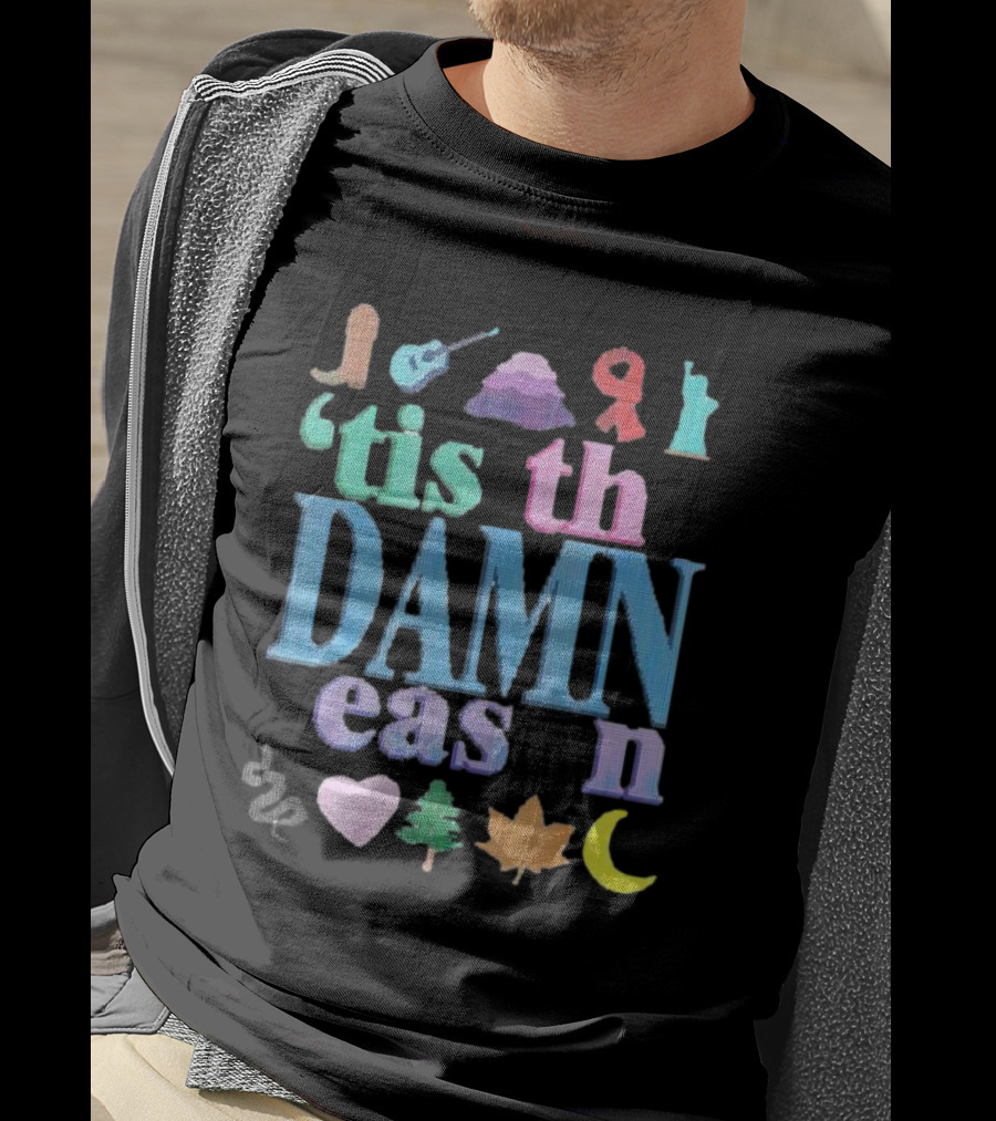 Christmas ’tis The Damn Season Colorful Icons And Symbols T-Shirt