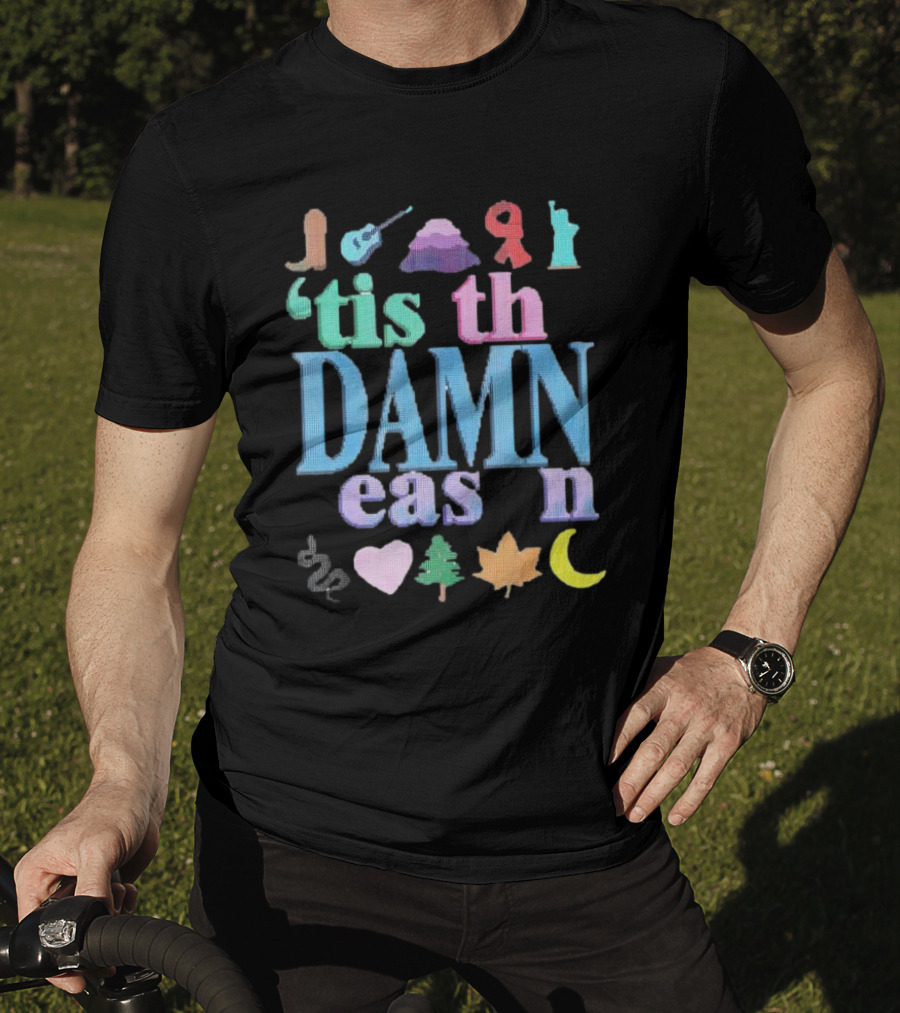 Christmas ’tis The Damn Season Colorful Icons And Symbols T-Shirt