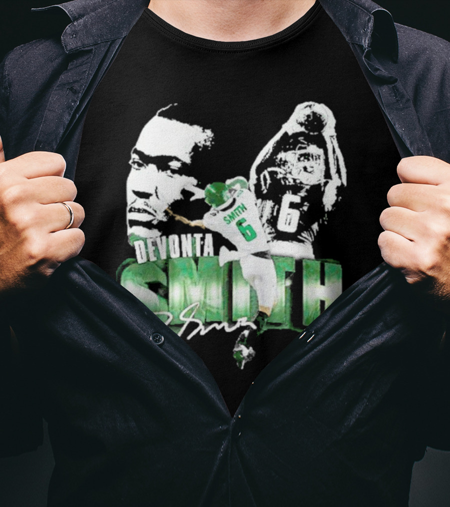 DeVonta Smith Philadelphia Number 6 Football Chrome Look T-Shirt