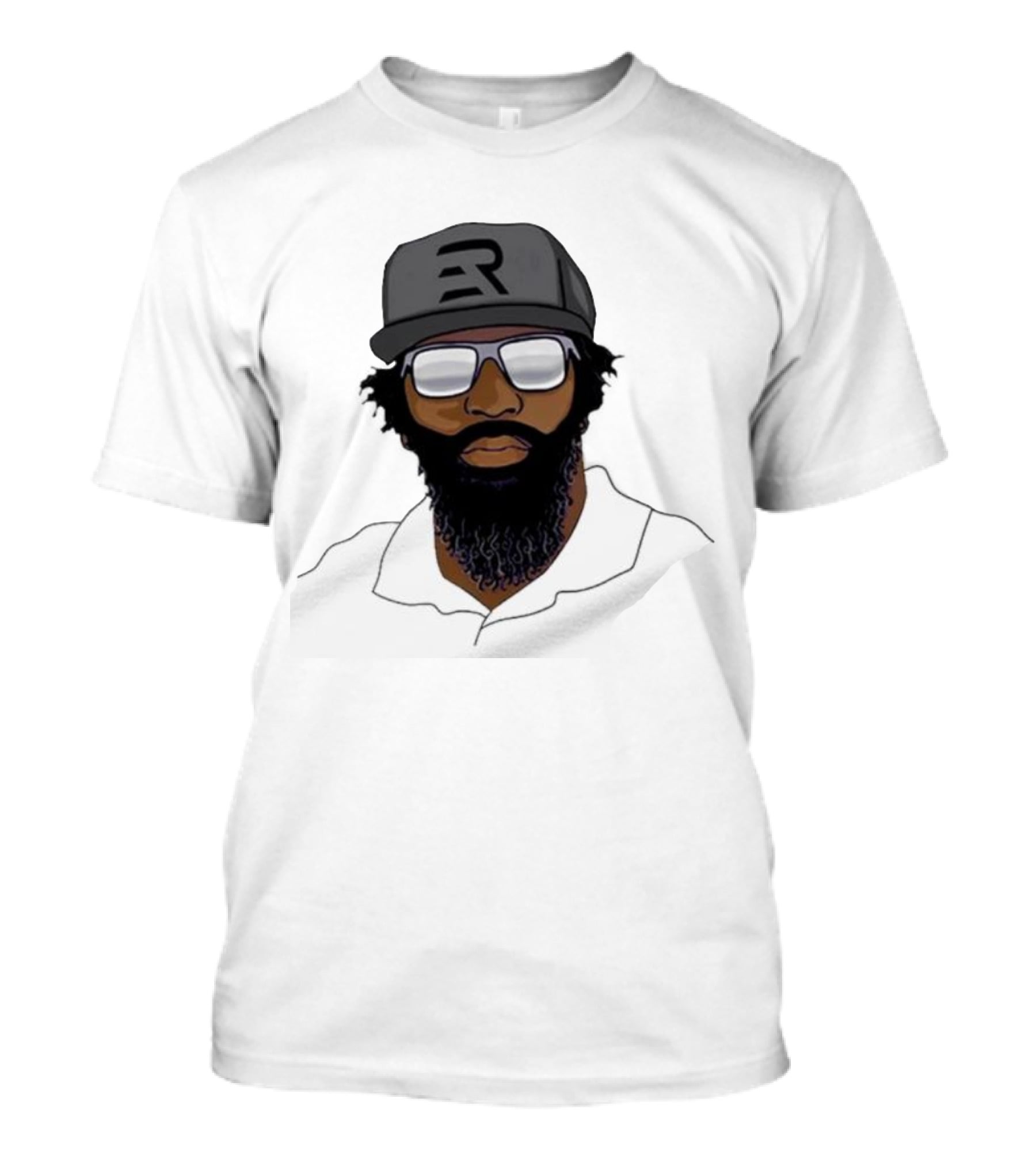 Geno Stone Wearing Ed Reed Illustration With ER Hat T-Shirt