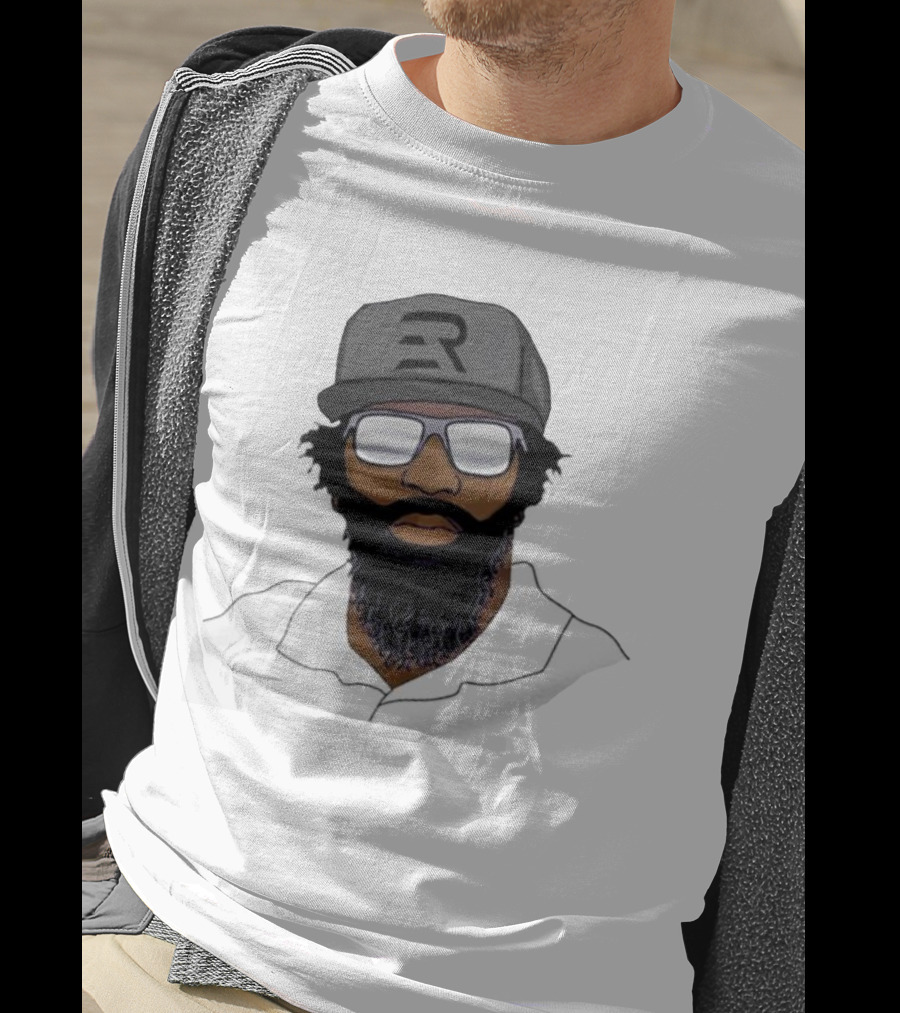 Geno Stone Wearing Ed Reed Illustration With ER Hat T-Shirt