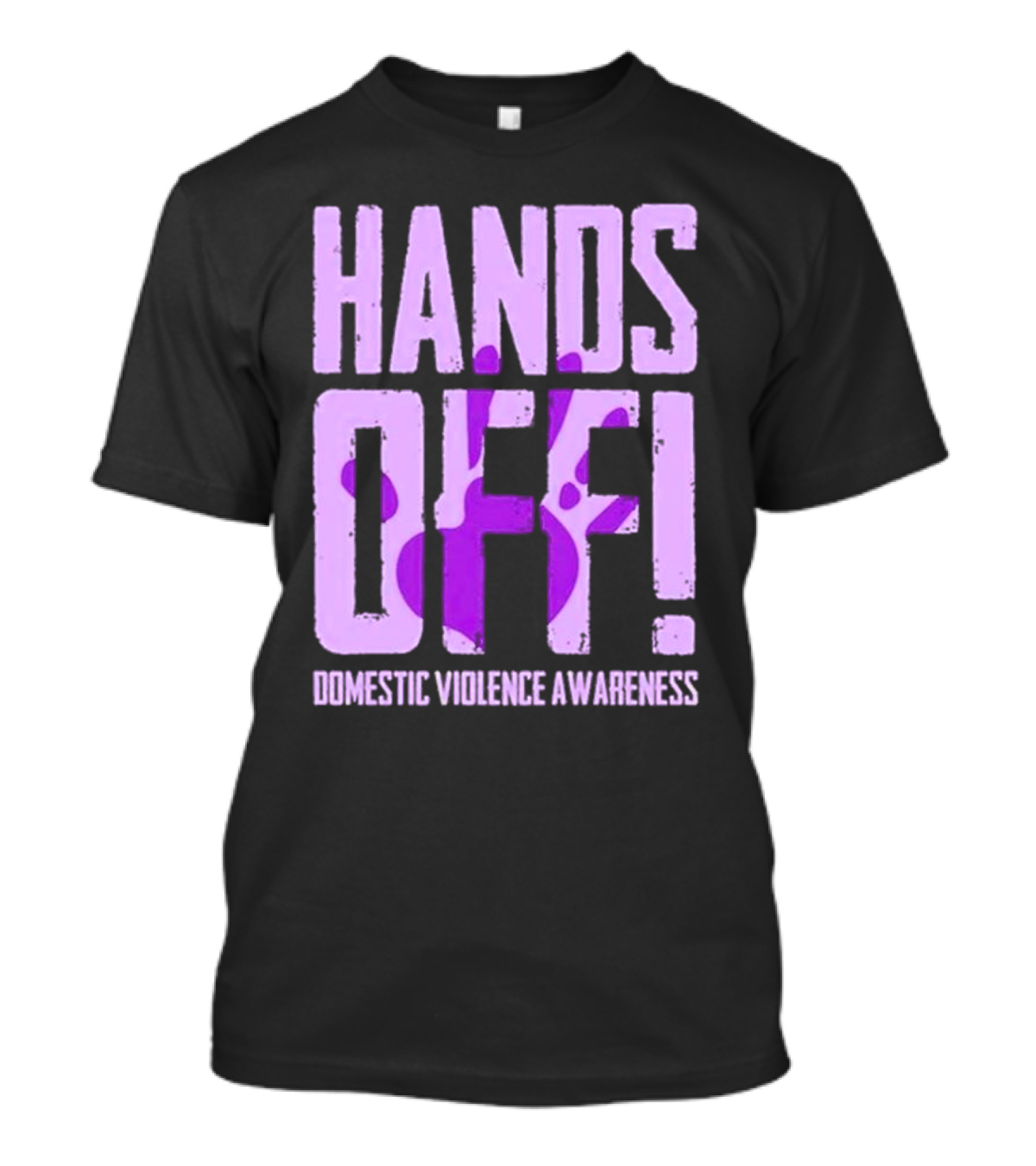 Hands Off Domestic Violence Awareness Purple Handprint T-Shirt