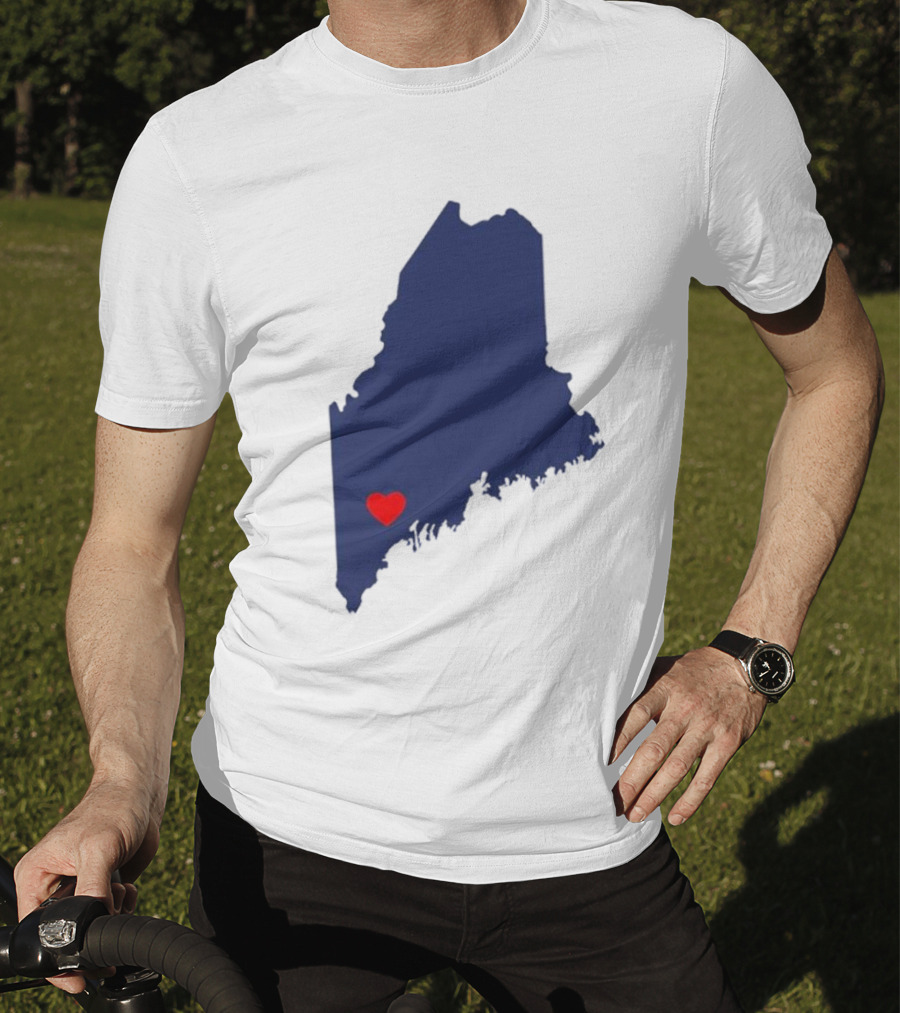 Lewiston Strong Heart Map Maine T-Shirt