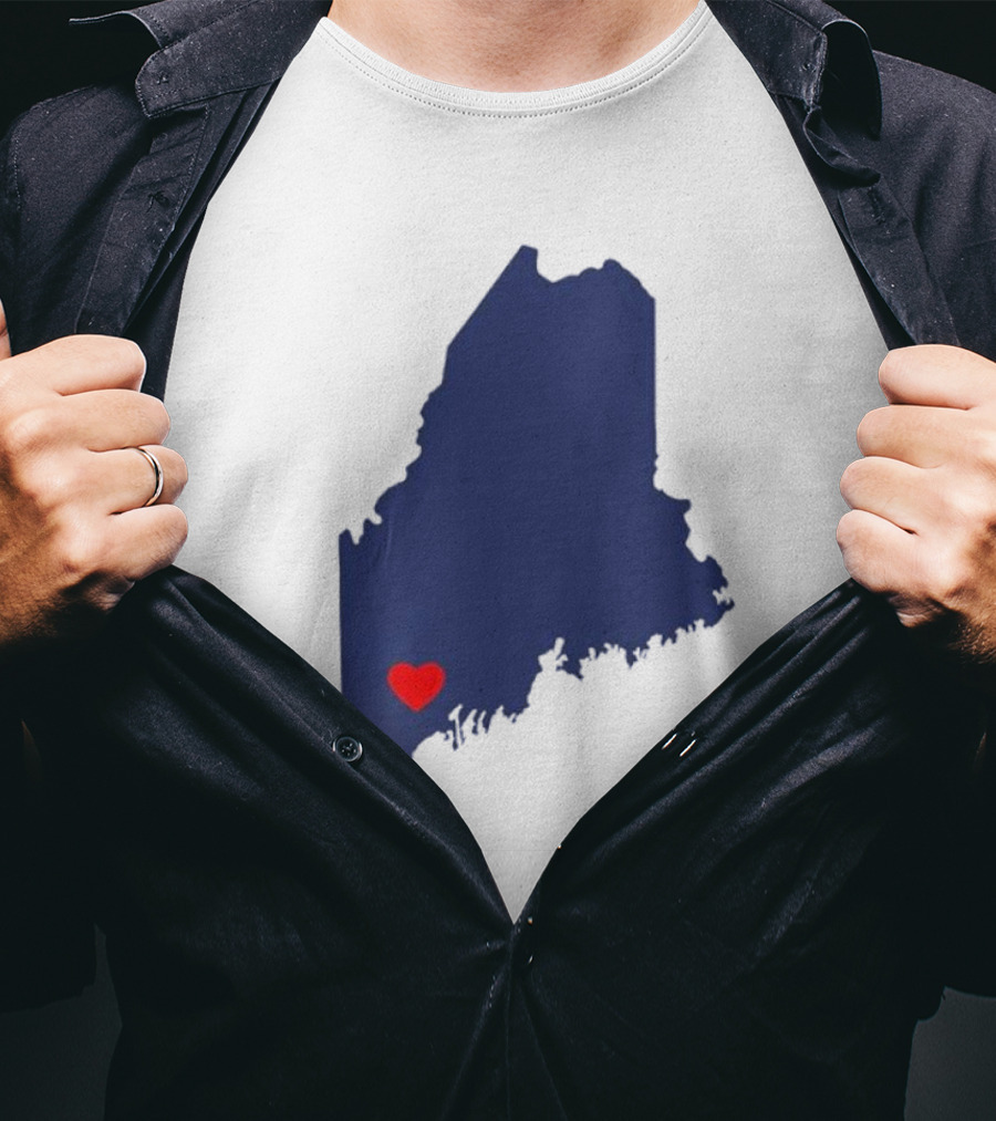 Lewiston Strong Heart Map Maine T-Shirt