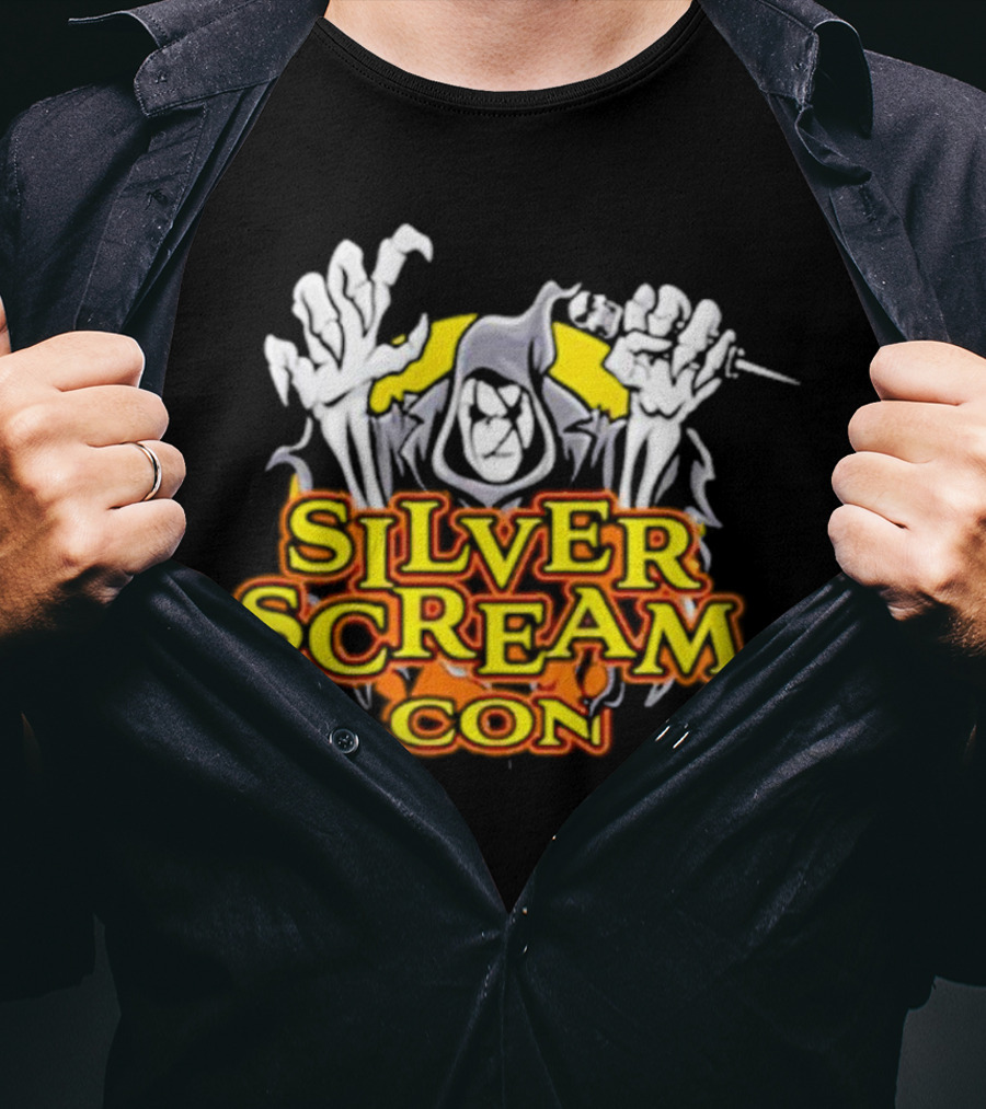 Silver Scream Con Grim Reaper With Needle And Hands T-Shirt