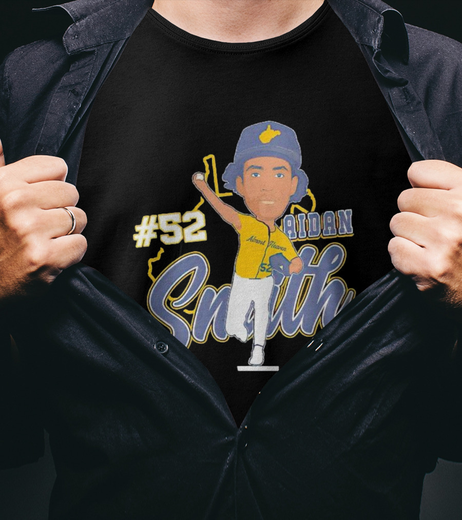 52 Aidan Smith Mountaineers Caricature Signature T-Shirt