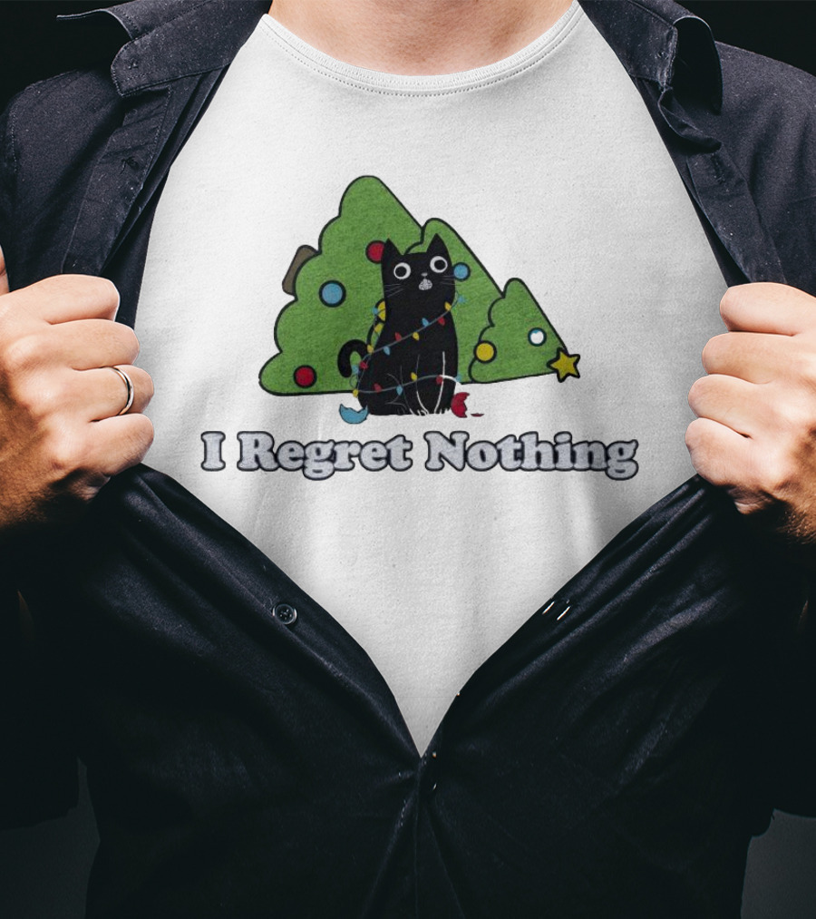 I Regret Nothing Black Cat Christmas Trees T-Shirt