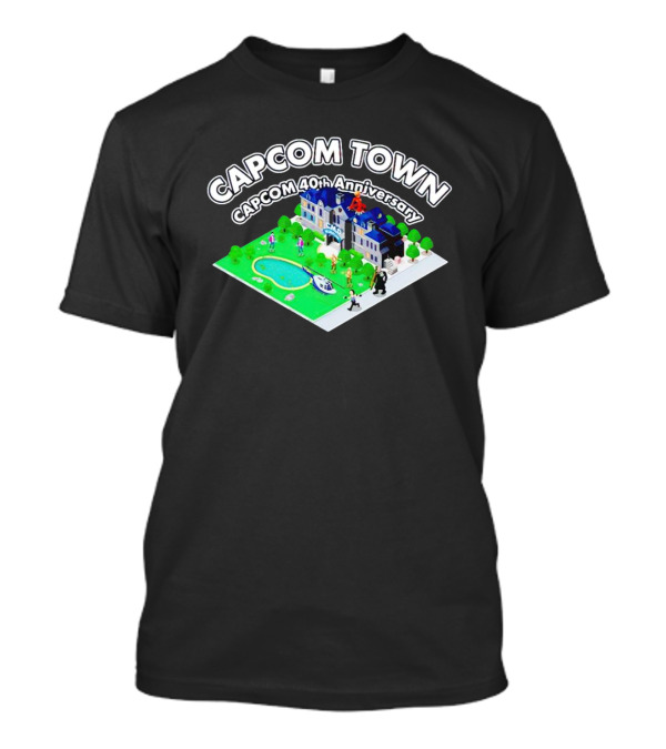 Capcom Town CAPCOM 40th Anniversary With Characters And Mansion Scene T-Shirt