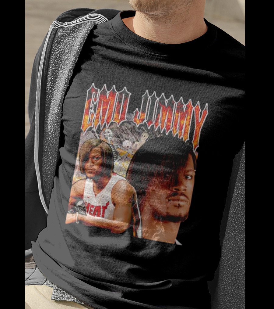 Emo Jimmy Butler Heat Skeleton Background T-Shirt