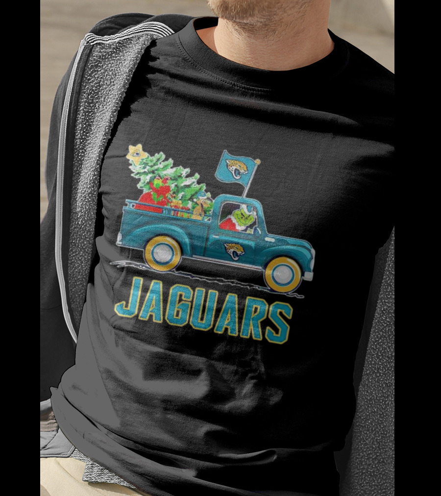 Grinch Christmas Truck Jacksonville Jaguars Holiday T-Shirt