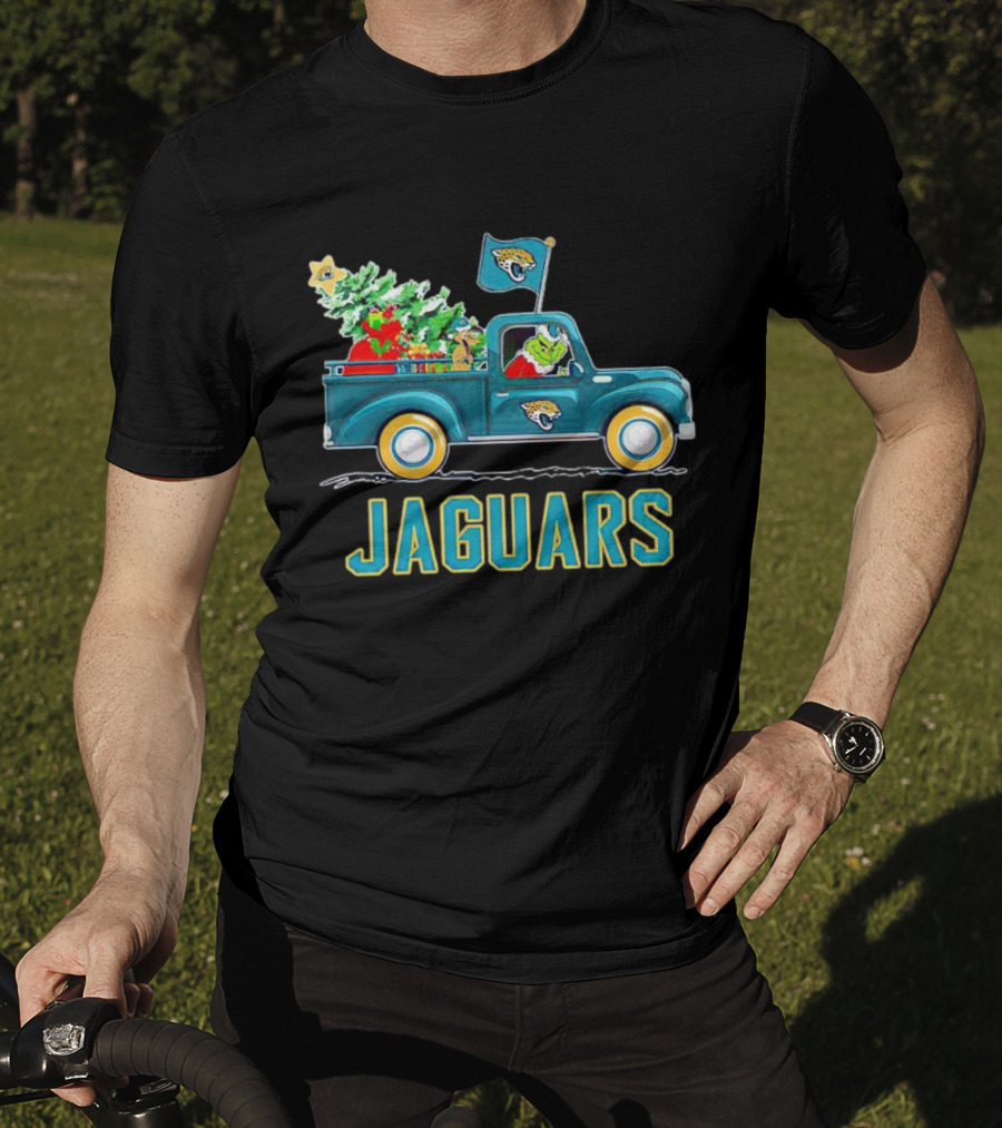 Grinch Christmas Truck Jacksonville Jaguars Holiday T-Shirt
