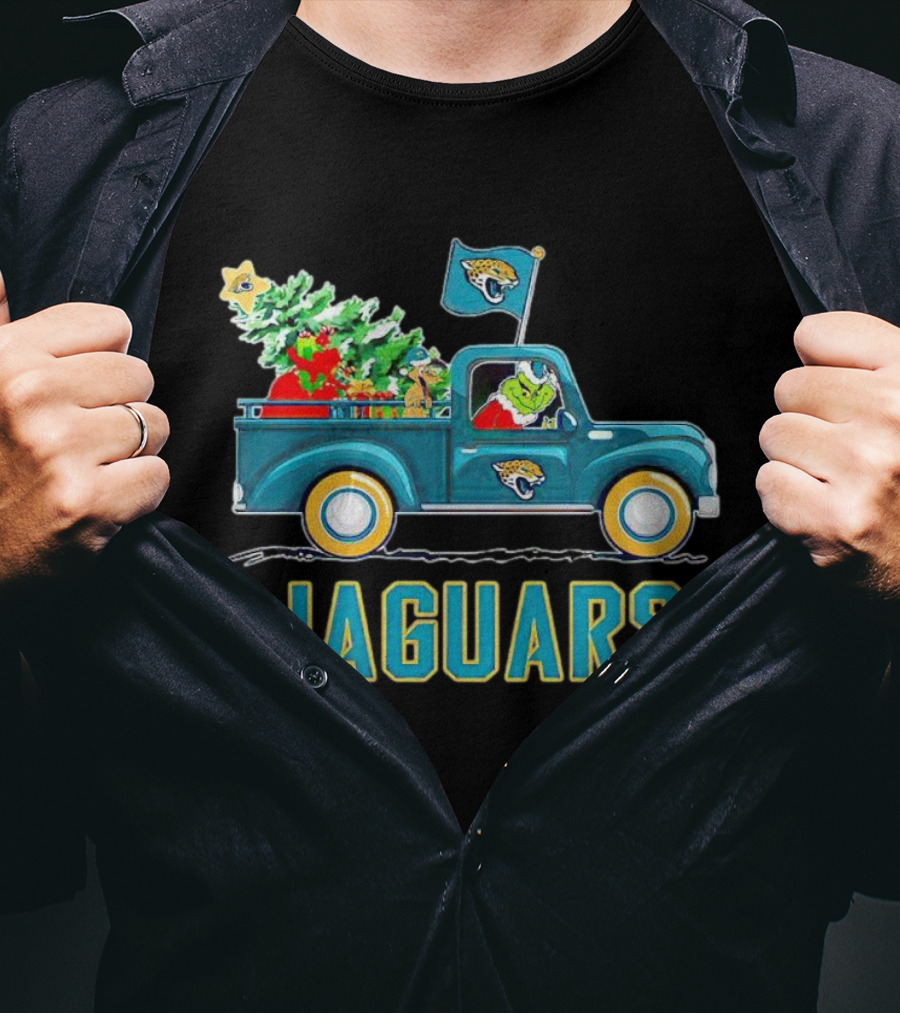 Grinch Christmas Truck Jacksonville Jaguars Holiday T-Shirt