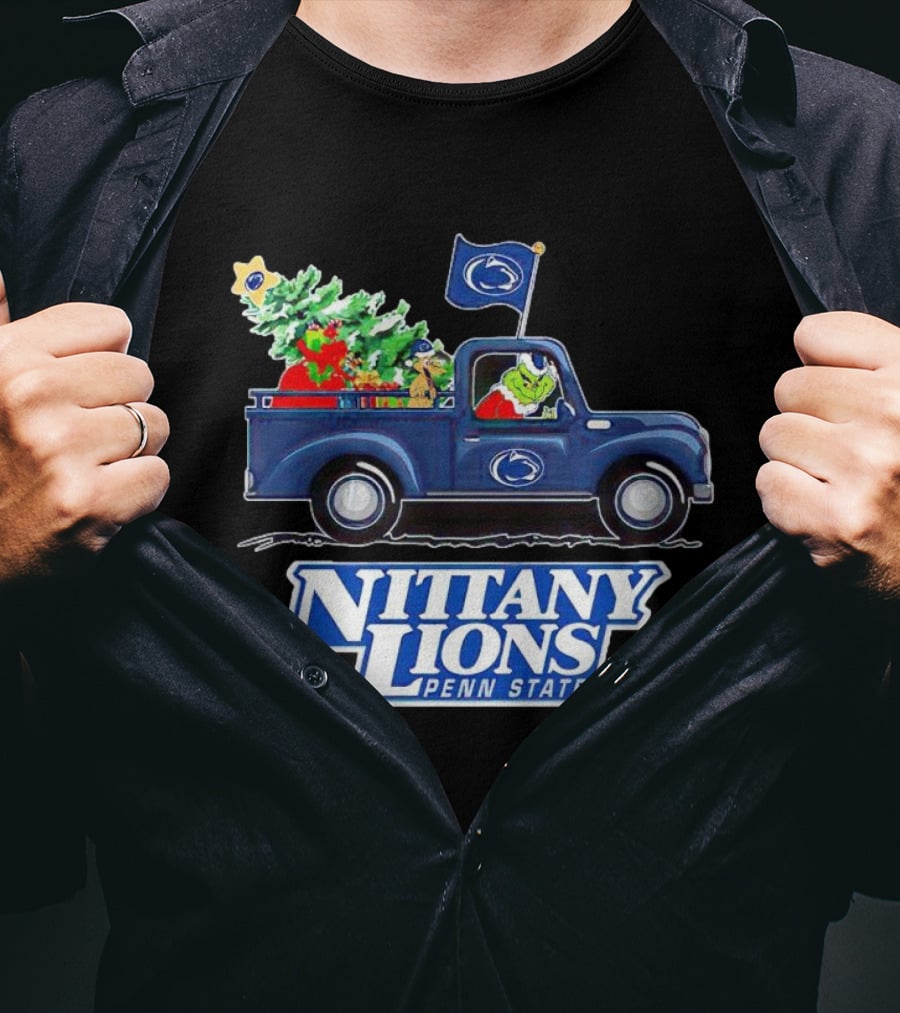 Grinch Driving Christmas Truck Nittany Lions Penn State T-Shirt
