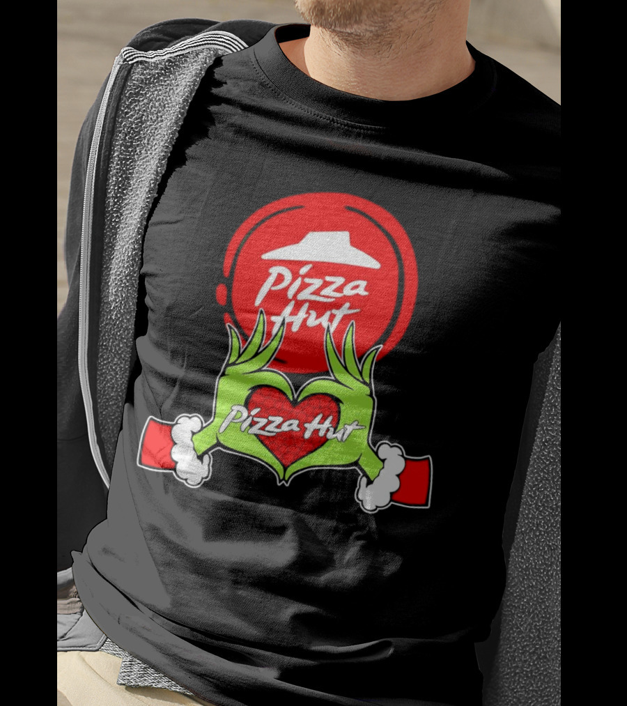 Pizza Hut Christmas Grinch Hands Heart T-Shirt