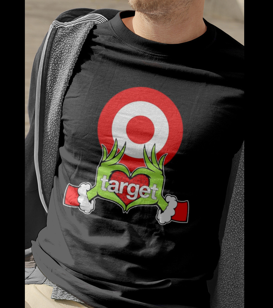 Grinch Hands Holding Heart In Front Of Target Christmas T-Shirt