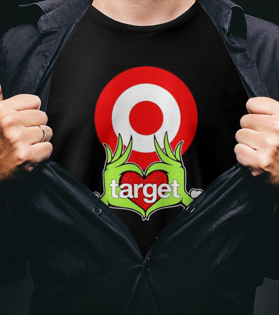 Grinch Hands Holding Heart In Front Of Target Christmas T-Shirt