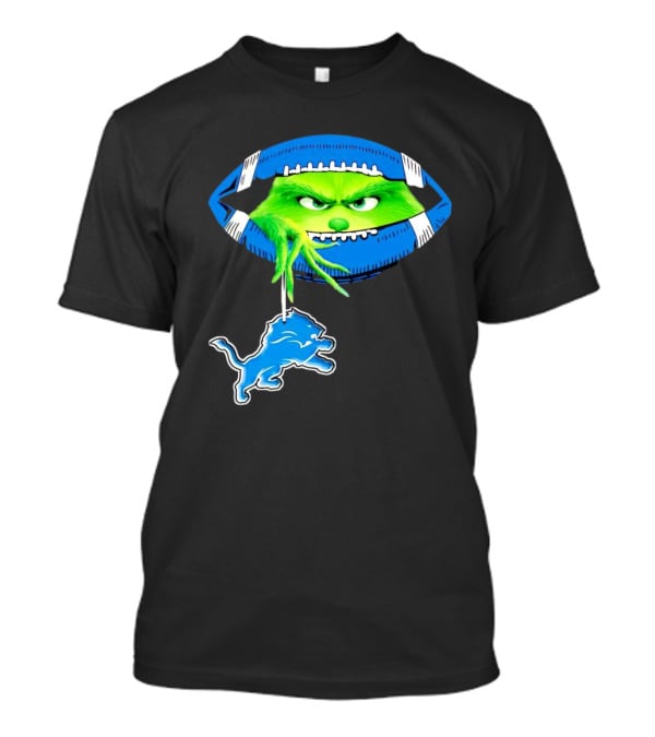 Grinch Sneak Peek Detroit Lions Christmas Football T-Shirt