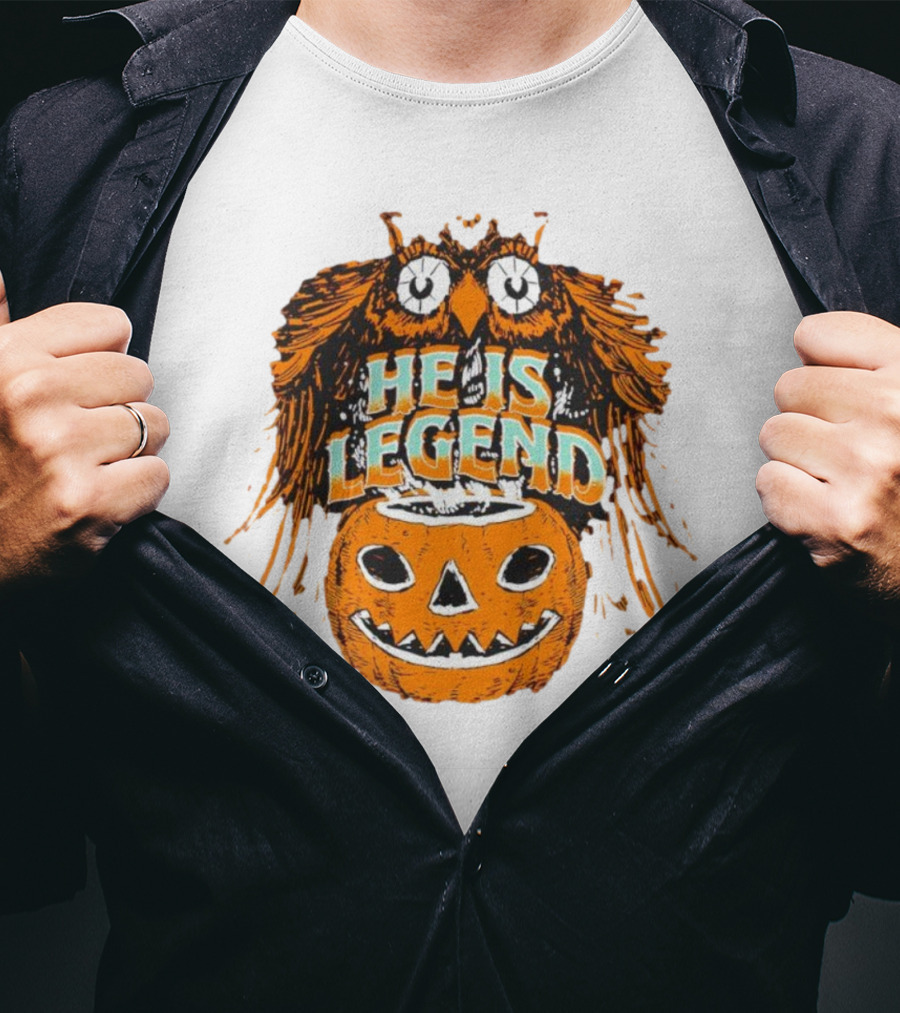 HE IS LEGEND Pumpkin Owl Halloween T-Shirt