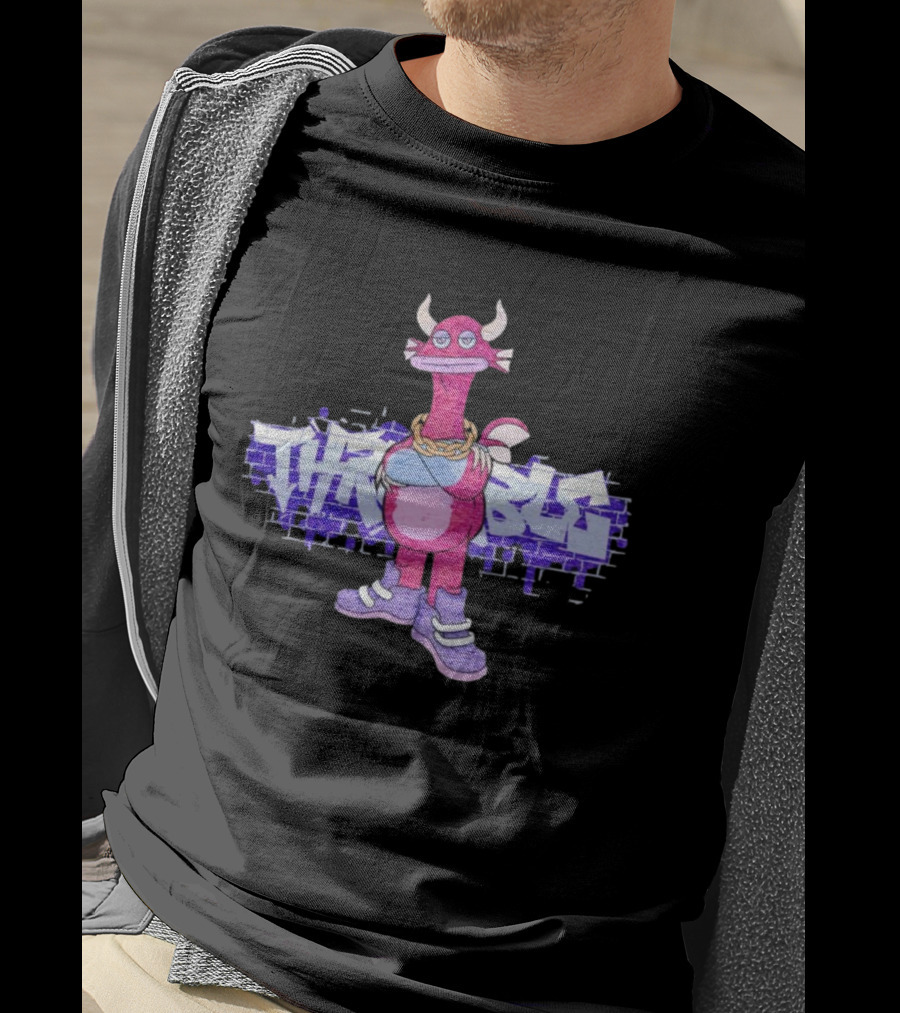 Men’s My Singing Monsters Thrumble Graffiti Style Character With Chain And Sneakers T-Shirt