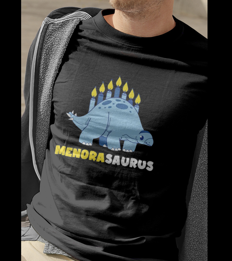 MENORASAURUS Hanukkah Dinosaur Candles T-Shirt