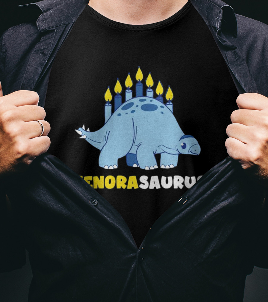 MENORASAURUS Hanukkah Dinosaur Candles T-Shirt