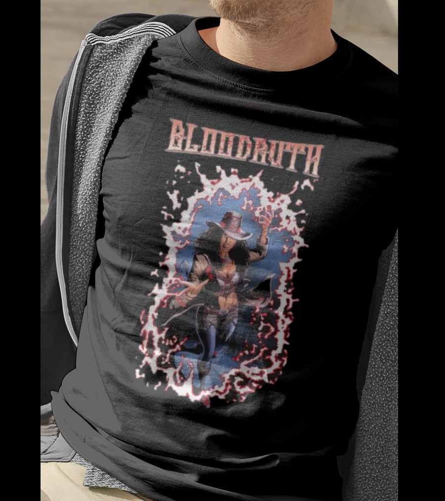 Rippaverse Comics Bloodruth Mysterious Heroine In Dynamic Fiery Aura T-Shirt
