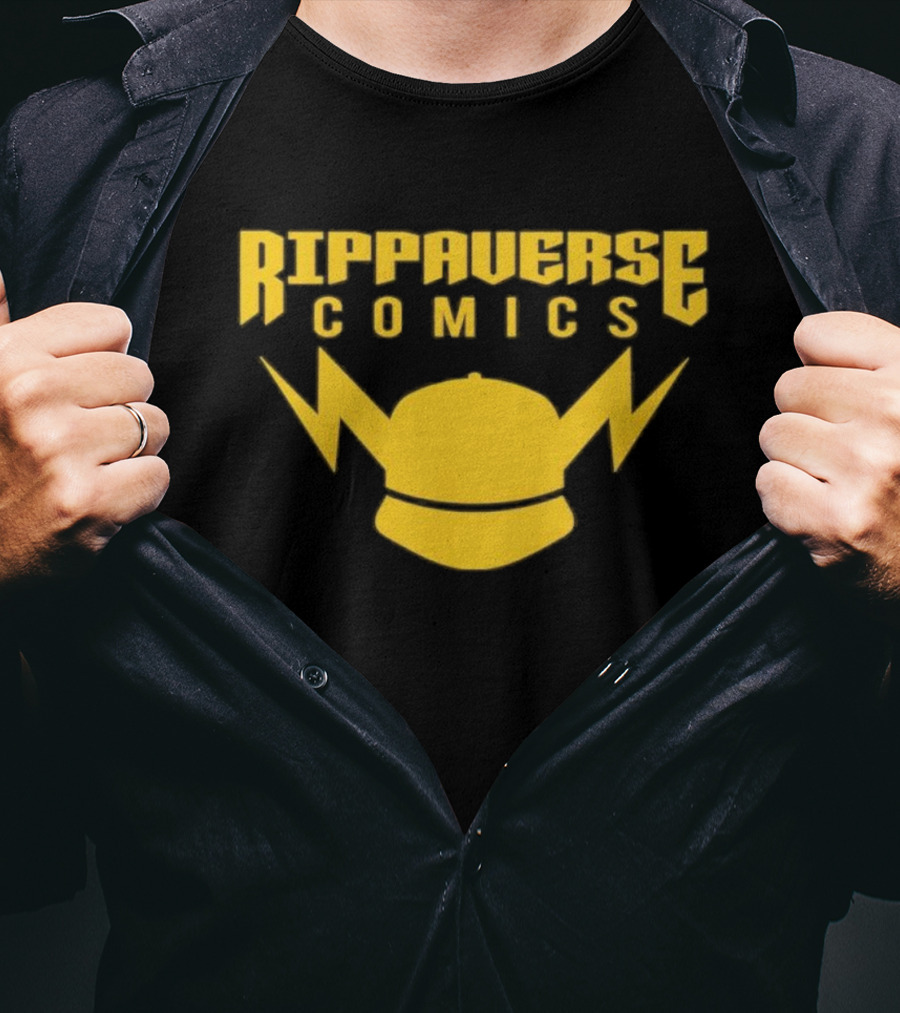 Rippaverse Comics Logo With Yellow Lightning And Cap T-Shirt