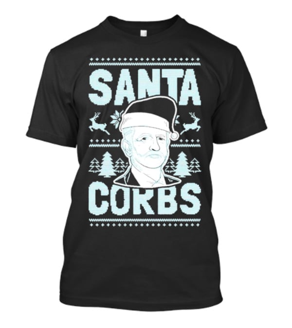 Santa Corbs Christmas Reindeer Trees And Santa Hat T-Shirt