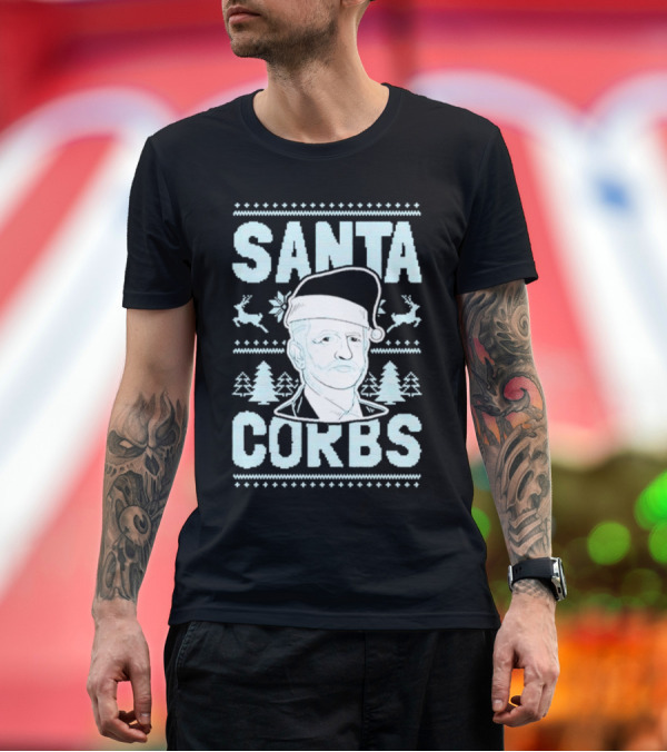 Premium T-Shirt: Santa Corbs Christmas Reindeer Trees and Santa Hat T-Shirt Santa Corbs Christmas Reindeer Trees and Santa Hat T-Shirt
