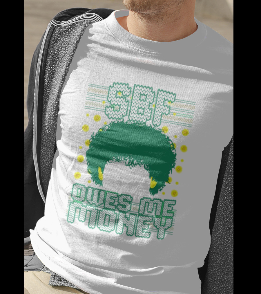 SBF Owes Me Money Christmas Sweater Style Green Hair Pixels T-Shirt