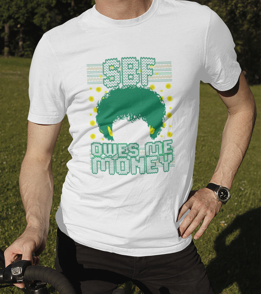 SBF Owes Me Money Christmas Sweater Style Green Hair Pixels T-Shirt