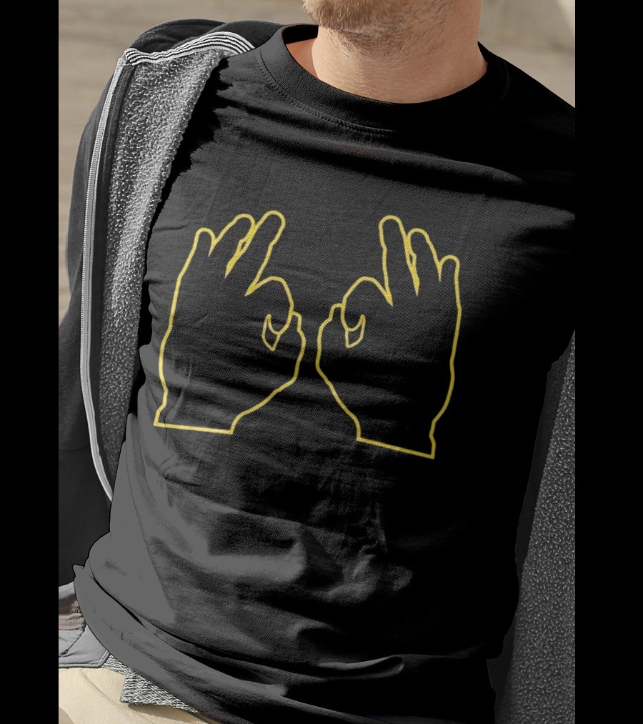 Southern Miss Three Yellow Outline Hand Gesture T-Shirt
