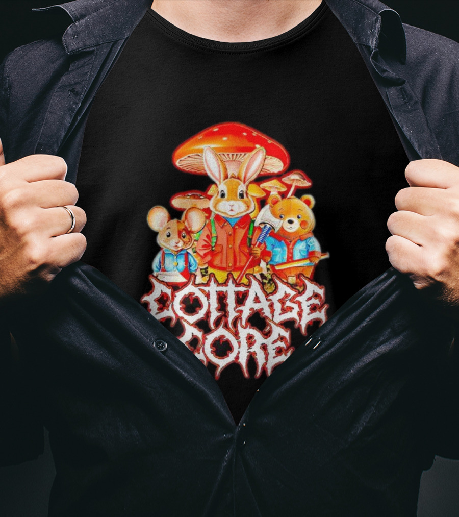 Cottage Core Bunny Mushroom Trio T-Shirt