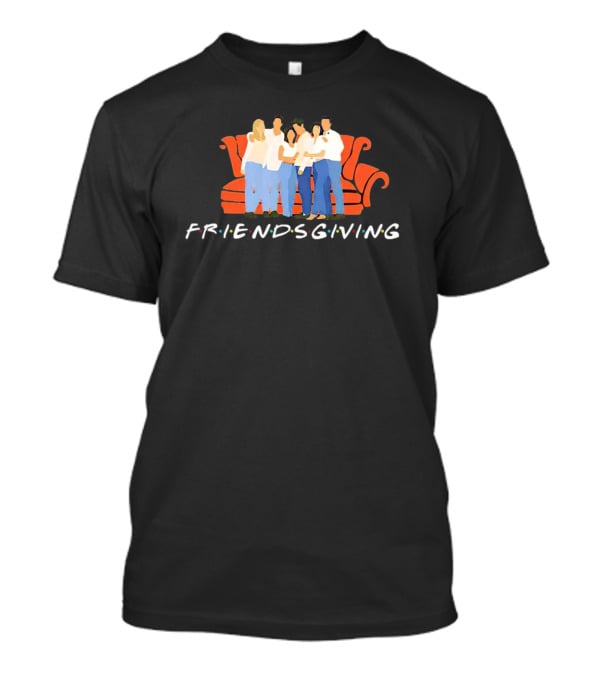 Friendsgiving Celebration With Friends On Iconic Orange Couch T-Shirt
