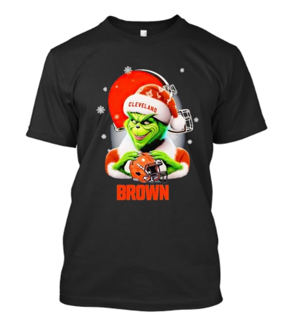 Grinch Cleveland Browns Christmas Football Snowflakes T-Shirt