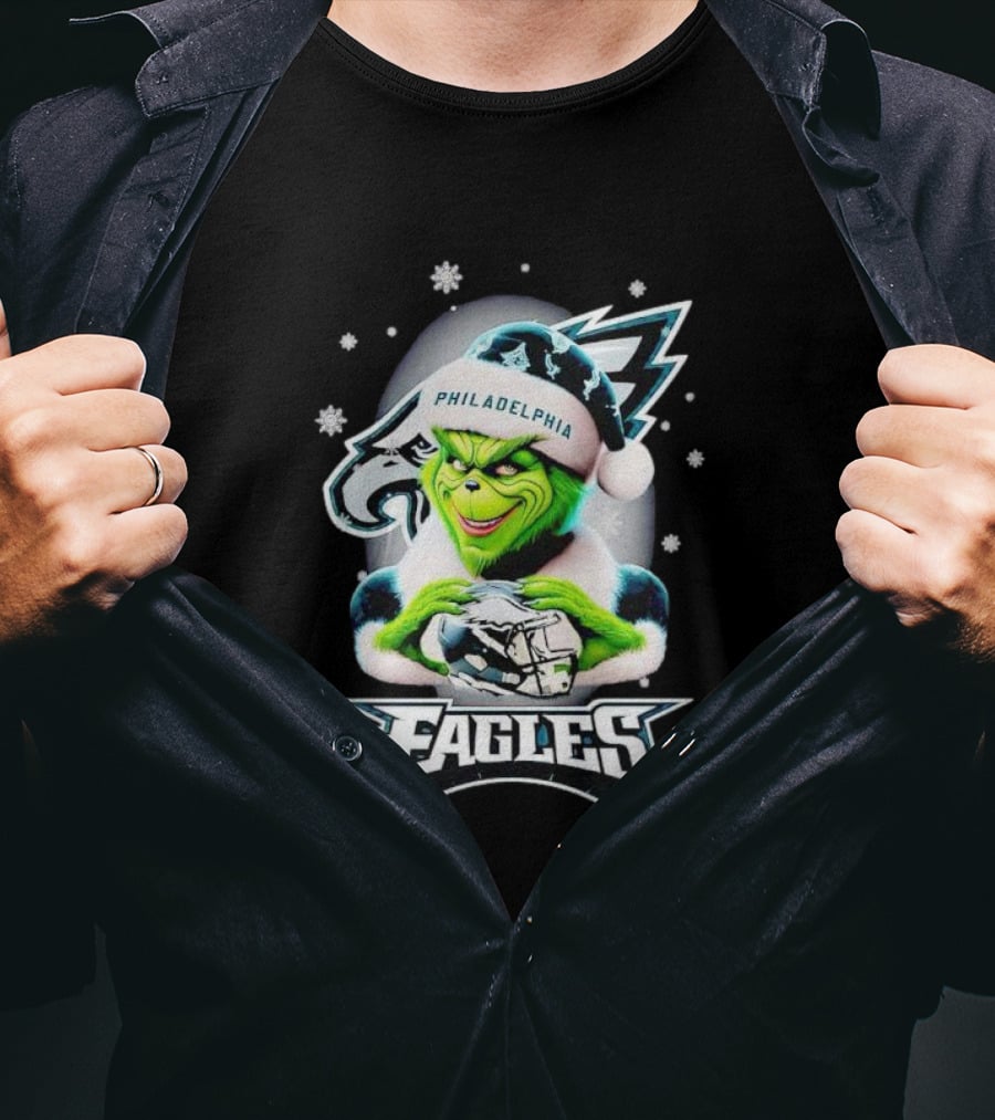 Philadelphia Eagles Grinch Christmas Snowflakes T-Shirt