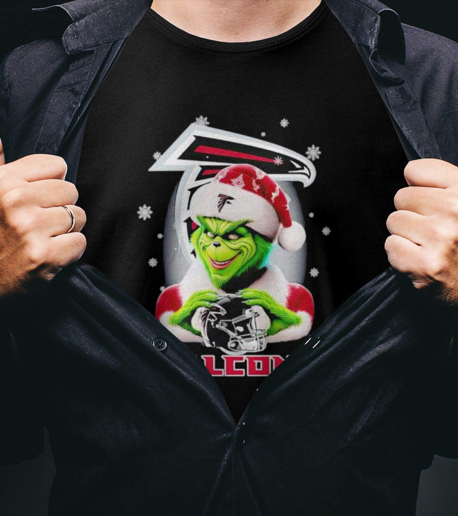 Grinch Christmas Atlanta Falcons Football Fan Holiday T-Shirt