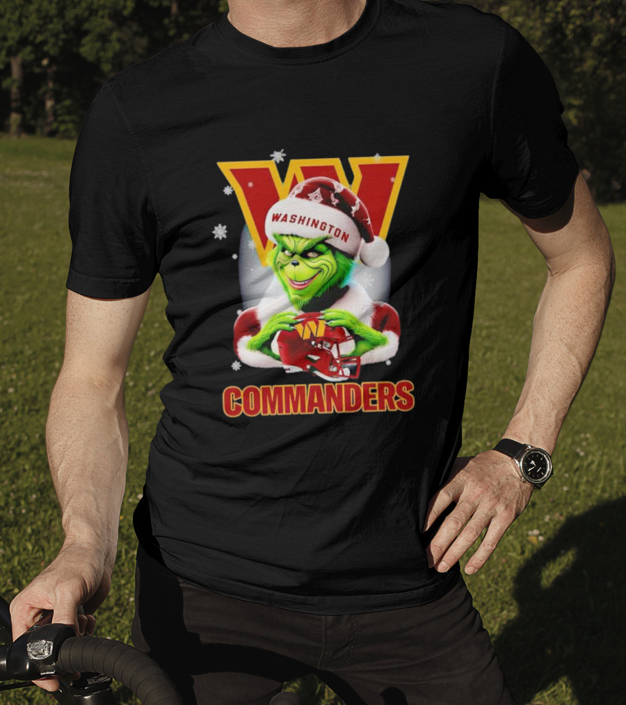 Grinch Washington Commanders Christmas Football Festive Snowflakes T-Shirt