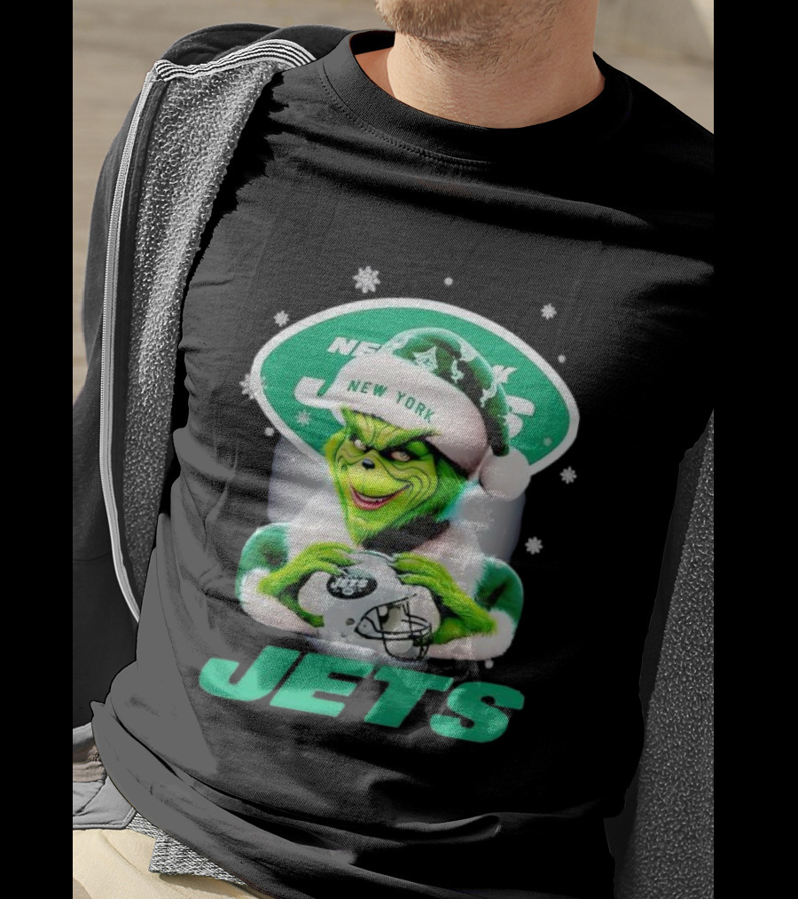 Grinch New York Jets Christmas Football T-Shirt