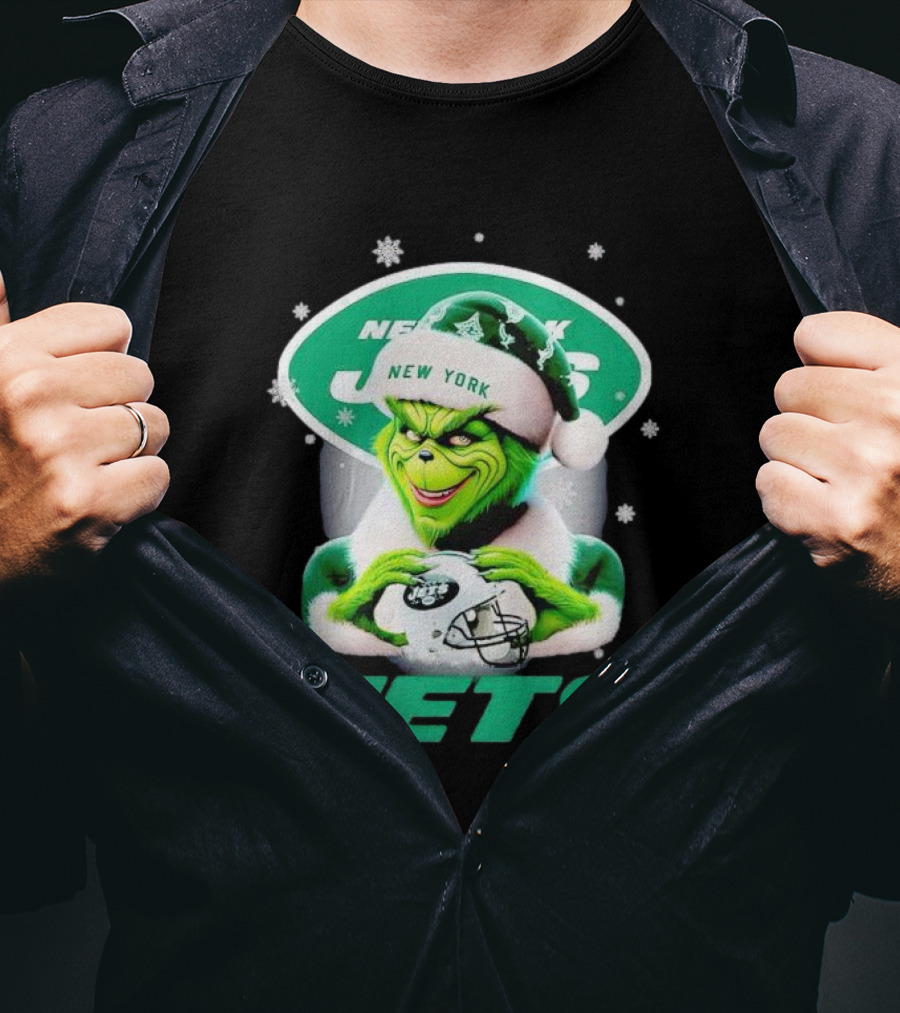 Grinch New York Jets Christmas Football T-Shirt