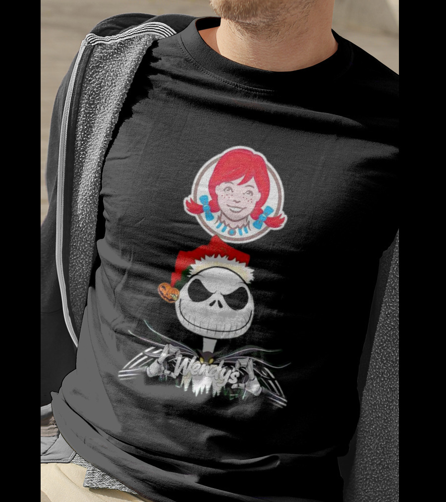 Jack Skellington Wendy’s Christmas Santa Hat Pumpkin T-Shirt