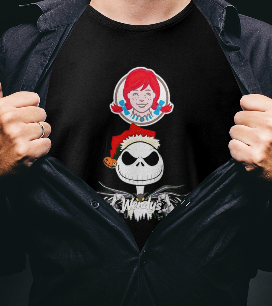 Jack Skellington Wendy’s Christmas Santa Hat Pumpkin T-Shirt