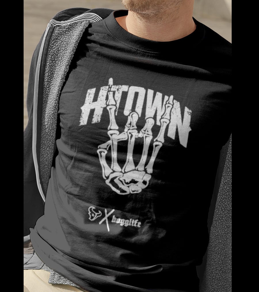 HTOWN Skeleton Hand X HoggLife Texans Collaboration T-Shirt