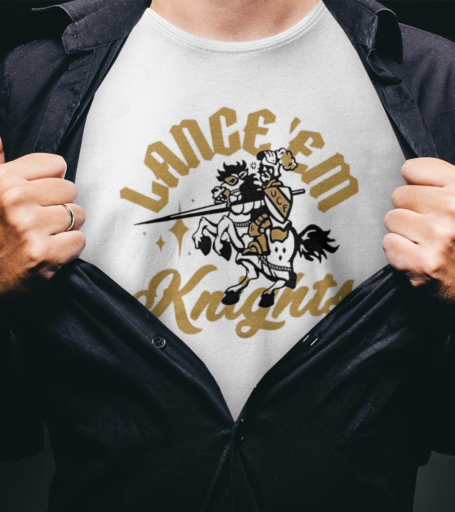Lance 'Em Knights UCF Knight Riding Horse With Lance T-Shirt