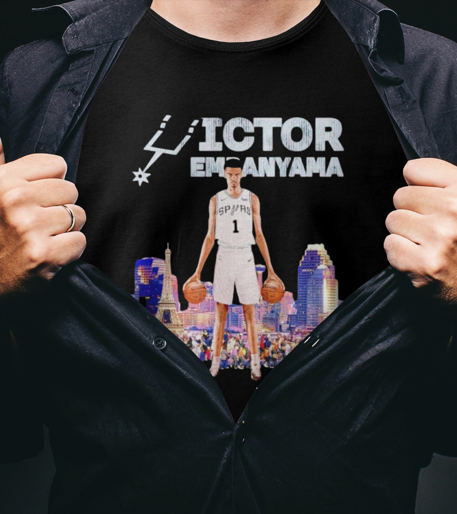 Victor Wembanyama Spurs Skyline City Basketball T-Shirt